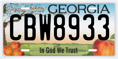 GA license plate CBW8933
