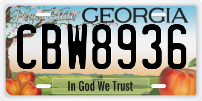 GA license plate CBW8936
