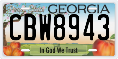 GA license plate CBW8943
