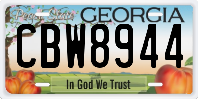 GA license plate CBW8944