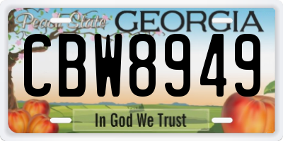 GA license plate CBW8949