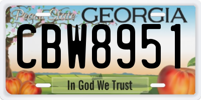 GA license plate CBW8951
