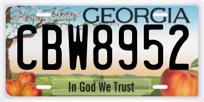 GA license plate CBW8952