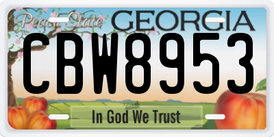 GA license plate CBW8953