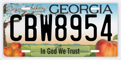 GA license plate CBW8954