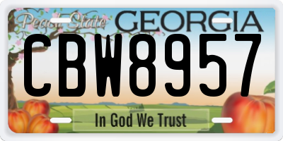 GA license plate CBW8957