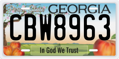 GA license plate CBW8963