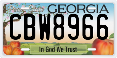 GA license plate CBW8966