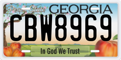 GA license plate CBW8969