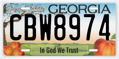 GA license plate CBW8974