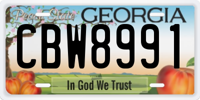 GA license plate CBW8991