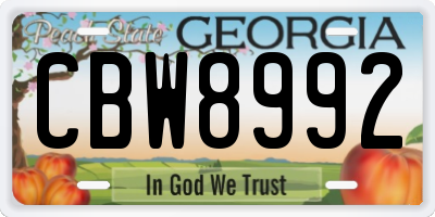GA license plate CBW8992