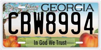 GA license plate CBW8994