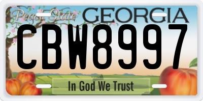 GA license plate CBW8997