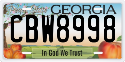 GA license plate CBW8998