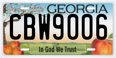 GA license plate CBW9006