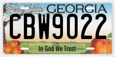 GA license plate CBW9022