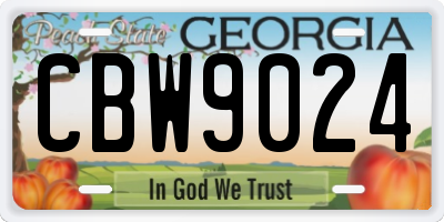 GA license plate CBW9024