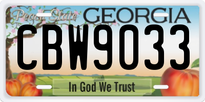 GA license plate CBW9033