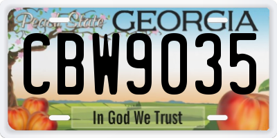 GA license plate CBW9035