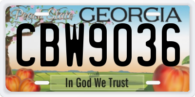 GA license plate CBW9036