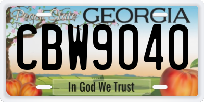 GA license plate CBW9040