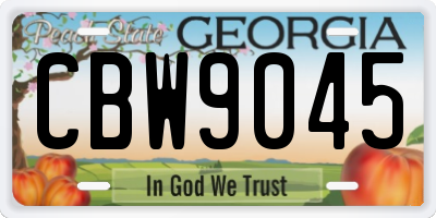 GA license plate CBW9045