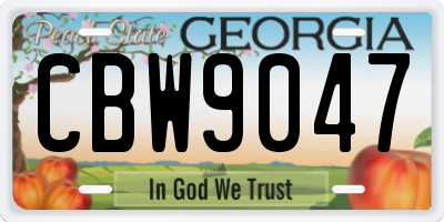 GA license plate CBW9047