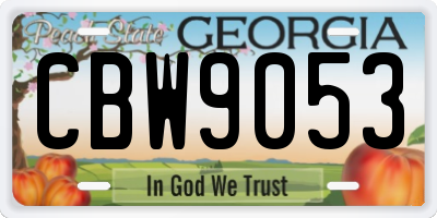 GA license plate CBW9053