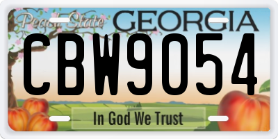 GA license plate CBW9054