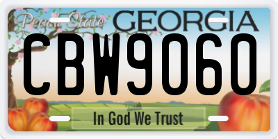 GA license plate CBW9060
