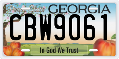 GA license plate CBW9061