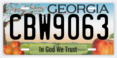 GA license plate CBW9063