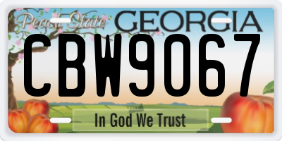 GA license plate CBW9067