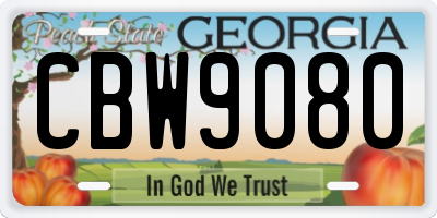 GA license plate CBW9080