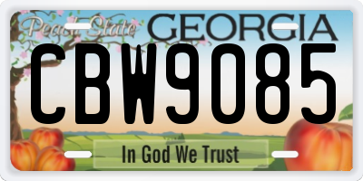 GA license plate CBW9085