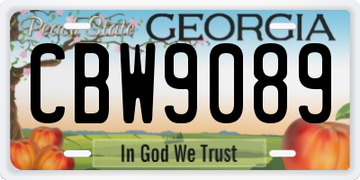 GA license plate CBW9089