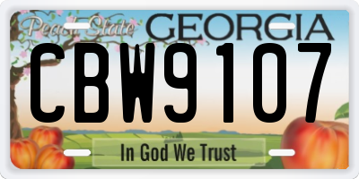 GA license plate CBW9107