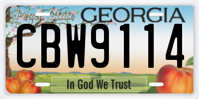 GA license plate CBW9114