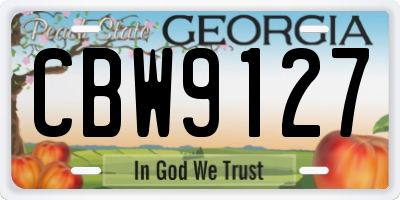GA license plate CBW9127