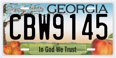 GA license plate CBW9145