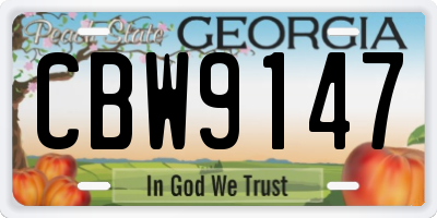 GA license plate CBW9147