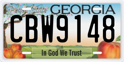 GA license plate CBW9148