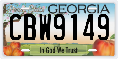 GA license plate CBW9149