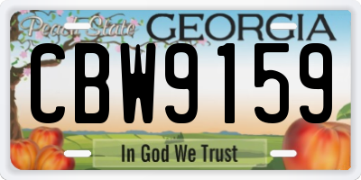 GA license plate CBW9159