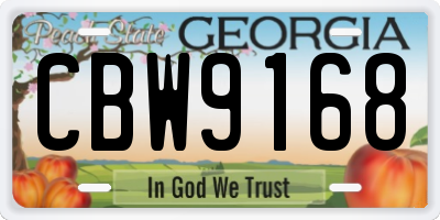 GA license plate CBW9168