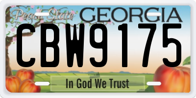 GA license plate CBW9175