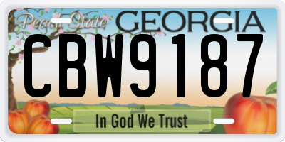 GA license plate CBW9187