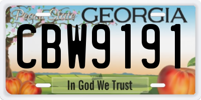GA license plate CBW9191