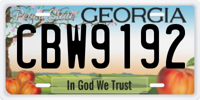 GA license plate CBW9192